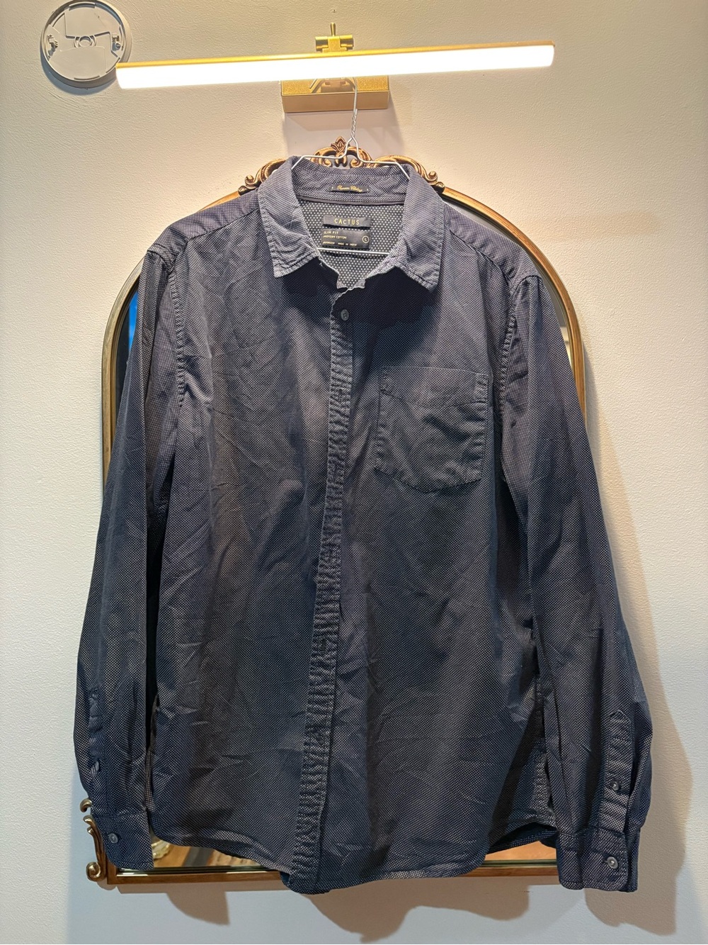 Cactus Men's Navy Blue Long-Sleeve Button-Down Shirt